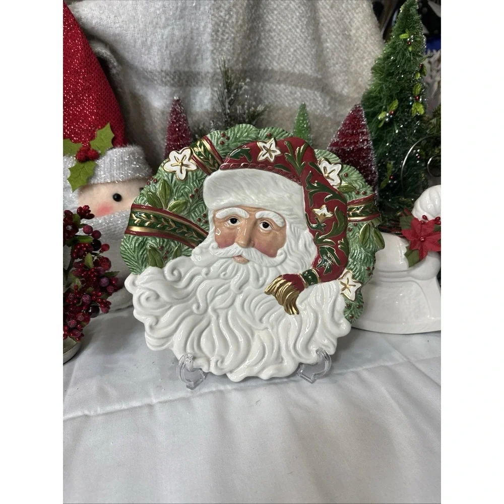 Fitz & Floyd Classics Christmas Tidings Santa Canape Plate 10